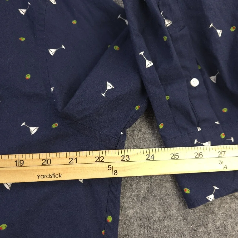 J Crew Shirt Large Martini Glass Geometric‎ Long Sleeve Button Down Flex Washed